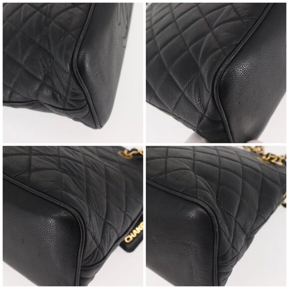 CHANEL Matelasse Chain Shoulder Bag Grained Calf Skin Black Gold CC Auth BA5773 - Picture 14 of 16